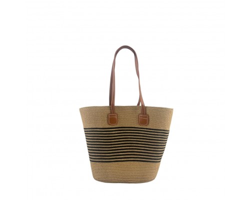 Bolso Tote De Hombro Rafia